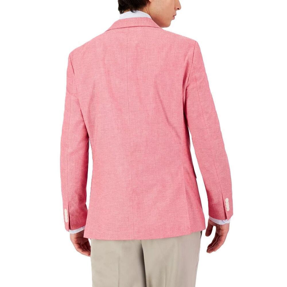 Tommy Hilfiger Mens Modern Fit Sport Coat Blazer 36S Red Solid Stretch Chambray - Picture 7 of 9